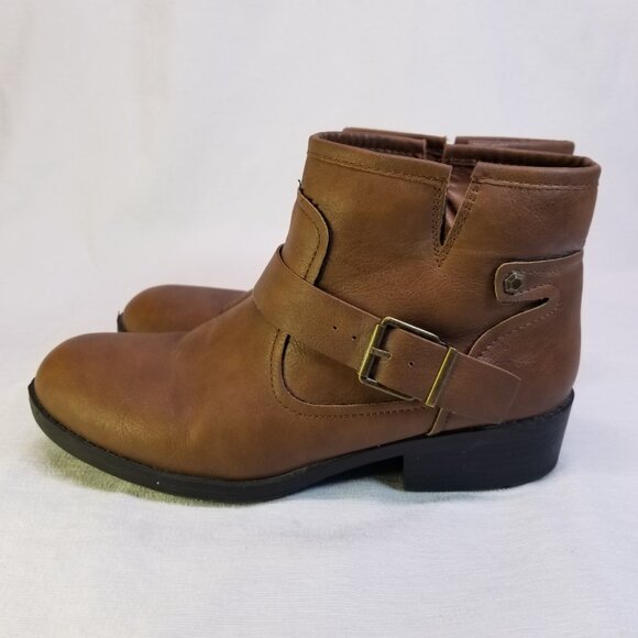 Lexi & Abbie Women's Tan Vegan Leather Ankle Booties Round Toe Size 6 - Picture 4 of 8